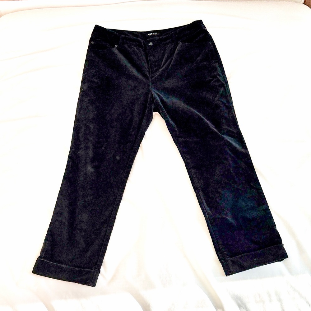Velvet retro 90s style black pants women straight leg